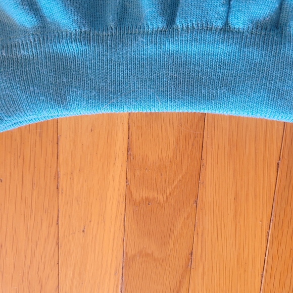 5/$20 Vintage teal blue button down knit ribbed midi pencil skirt small - Picture 2 of 4